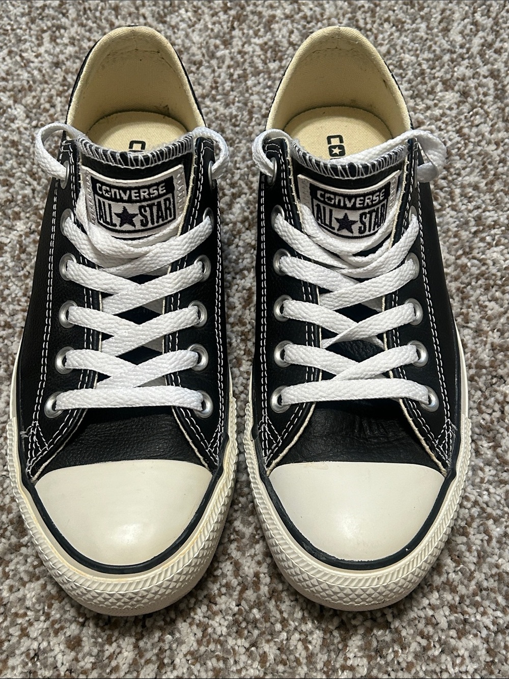 Converse Black & White Leather Low Top Sneakers